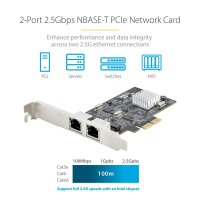 StarTech.com 2-Port 2.5 Gbit PCIe Netzwerkkarte, Intel I225-V, Dual-Port Computer LAN Karte, Multi-Gigabit NIC, PCI Express Server Netzwerkkarte, 2.5G Ethernet Adapter, Eingebaut, Kabelgebunden, PCI Express, Ethernet, 2500 Mbit/s, Schwarz