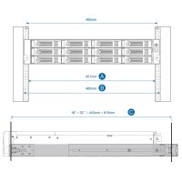 QNAP RAIL-B02, Regal-Schienenset, Metallisch, TVS-471U, TVS-871U, TVS-1271U, TS-853U, TS-1253U, TS-870U, TS-1270U, TS-869U, TS-1269U, 485 mm, 44,3 cm, 81,5 cm