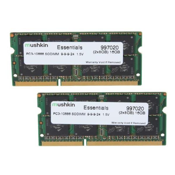 Mushkin SO-DIMM 16GB DDR3 Essentials, 16 GB, 2 x 8 GB, DDR3, 1333 MHz, 204-pin SO-DIMM