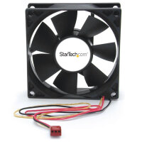 StarTech.com 80mm Gehäuselüfter - Lüfter für PC Gehäuse mit 3 pin Stecker, Ventilator, 8 cm, 3000 RPM, 34 dB, 37,3 cfm, Schwarz