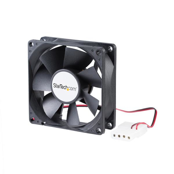 StarTech.com 80mm Gehäuselüfter - Lüfter für PC Gehäuse mit LP4 Molex Stecker, Ventilator, 8 cm, 3000 RPM, 27 dB, 37,27 cfm, Schwarz