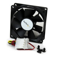 StarTech.com 80mm Gehäuselüfter - Lüfter für PC Gehäuse mit LP4 Molex Stecker, Ventilator, 8 cm, 3000 RPM, 27 dB, 37,27 cfm, Schwarz