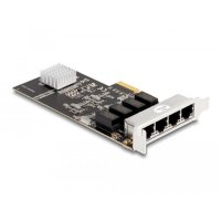 Delock PCI Express x4 Karte 4 x RJ45 Gigabit LAN RTL8111, PCIe, RJ-45, PCIe 2.0, Silber, PC, Windows 10, Windows 11, Windows 8.1