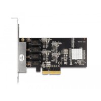 Delock PCI Express x4 Karte 4 x RJ45 Gigabit LAN RTL8111, PCIe, RJ-45, PCIe 2.0, Silber, PC, Windows 10, Windows 11, Windows 8.1