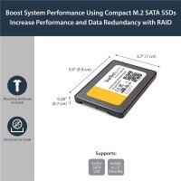 StarTech.com Dual M.2 NGFF SATA Adapter mit RAID, SATA, M.2, Schwarz, Metallisch, Weiß, Gelb, 500000 h, ASMedia - ASM1092R, 6 Gbit/s