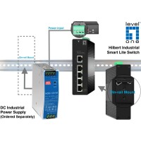 LevelOne Hilbert 5-Port Industrial Gigabit Smart Lite Switch, Managed, L2, Gigabit Ethernet (10/100/1000), Vollduplex