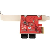 StarTech.com PCIe SATA Controller Karte - 4 Port SATA 3 Erweiterungskarte/Kontroller - 6Gbit/s - Full/Low-Profile Blende - ASM1062 Non-RAID Chipsatz - PCI Express Festplatten/SSD kontroller/Adapter, PCIe, SATA, PCIe 3.0, Rot, ASMedia - ASM1164, 6 Gbit/s