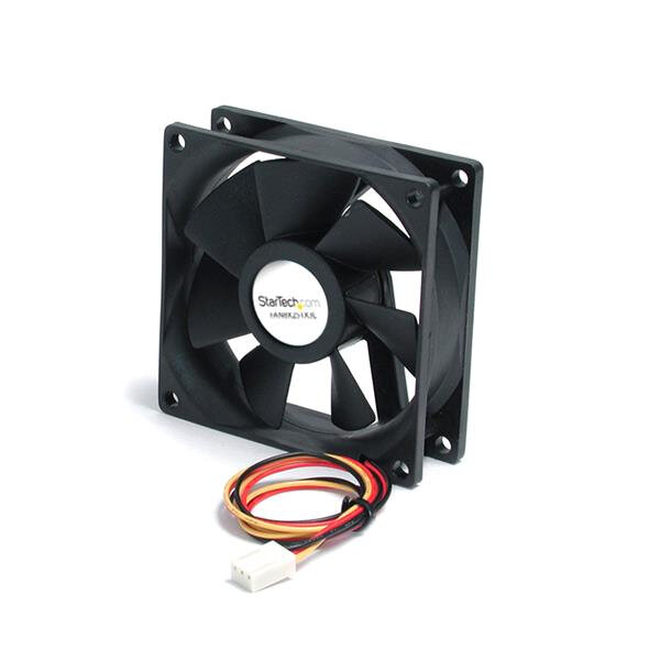 StarTech.com 80mm Gehäuselüfter - Lüfter für PC Gehäuse mit 3-pin Molex Stecker, Ventilator, 8 cm, 2000 RPM, 27 dB, 26,6 cfm, Schwarz