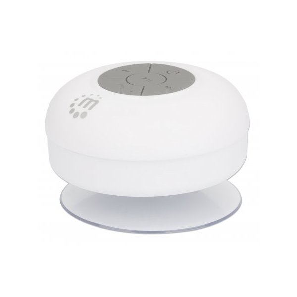 Manhattan Bluetooth-Duschlautsprecher, Bluetooth 4.0, Mikrofon und Bedienelemente integriert, weiß, Neodym, 4 cm, 3 W, 150 - 18000 Hz, Kabellos, A2DP,AVRCP,HFP,HSP