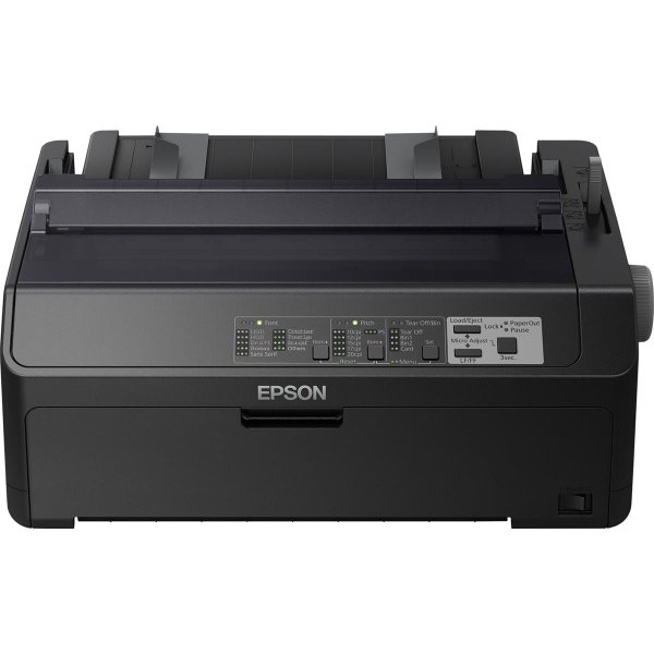 Epson LQ-590II, 550 Zeichen pro Sekunde, 10 Zeichen pro Zoll, 6 Kopien, Code 128 (A/B/C), Code 39, EAN13, EAN8, Interleaved 2/5, POSTNET, UPC-A, UPC-E, PC437, PC708, PC720, PC850, PC858, PC864, PCAR864, ISO 8859-15, Roman 8, Italic, Briefumschläge, Etiket