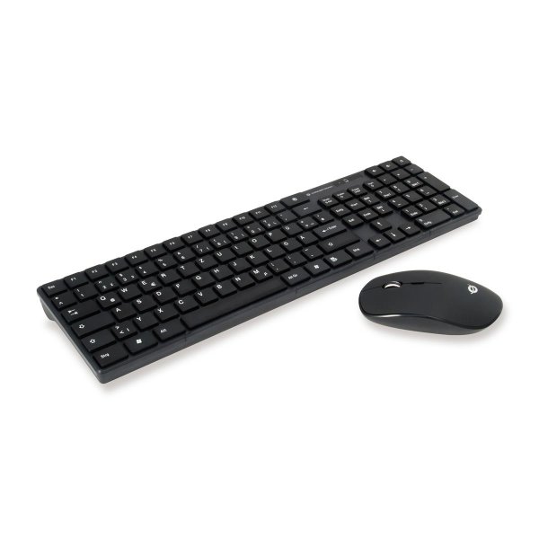 Conceptronic ORAZIO Kabellose Tastatur- und Maus-Kombination, deutsch, Volle Größe (100%), Kabellos, RF Wireless, QWERTY, Schwarz, Maus enthalten