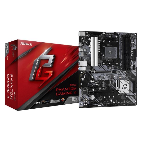 ASRock B550 Phantom Gaming 4, AMD, Socket AM4, 3rd Generation AMD Ryzen™ 3, 3rd Generation AMD Ryzen 5, 3rd Generation AMD Ryzen™ 7, 3rd..., DDR4-SDRAM, 128 GB, DIMM