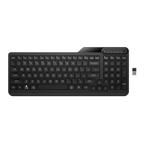 HP 475 Dual-Mode Wireless-Tastatur, Volle Größe (100%), RF Wireless + Bluetooth, Membran Key Switch, Schwarz