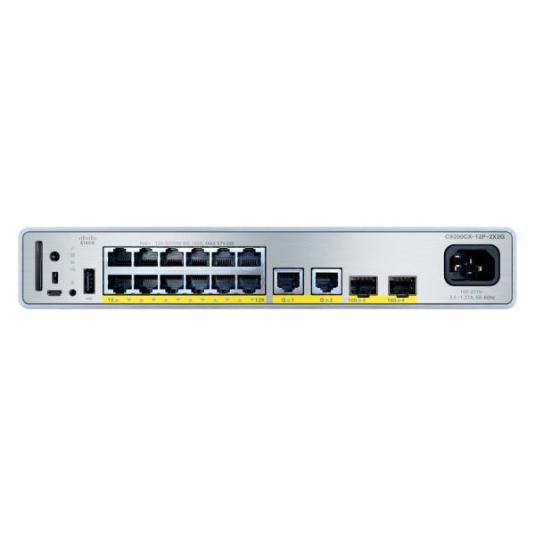 Cisco C9200CX-12P-2X2G-A, Managed, Gigabit Ethernet (10/100/1000), Power over Ethernet (PoE), Rack-Einbau