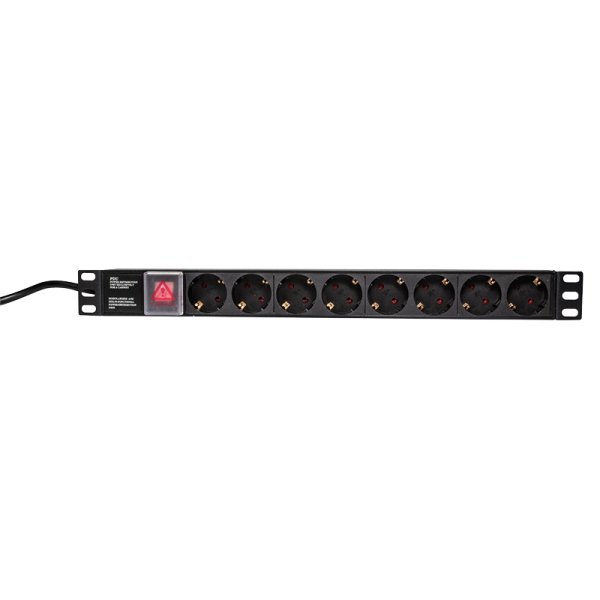 LogiLink PDU8C01, Standard, 1U, Aluminium, Schwarz, 8 AC-Ausgänge, Typ F