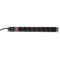 LogiLink PDU8C01, Standard, 1U, Aluminium, Schwarz, 8...