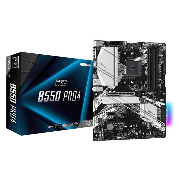 ASRock B550 Pro4, AMD, Socket AM4, 3rd Generation AMD Ryzen™ 3, 3rd Generation AMD Ryzen 5, 3rd Generation AMD Ryzen™ 7, 3rd..., Socket AM4, DDR4-SDRAM, 128 GB