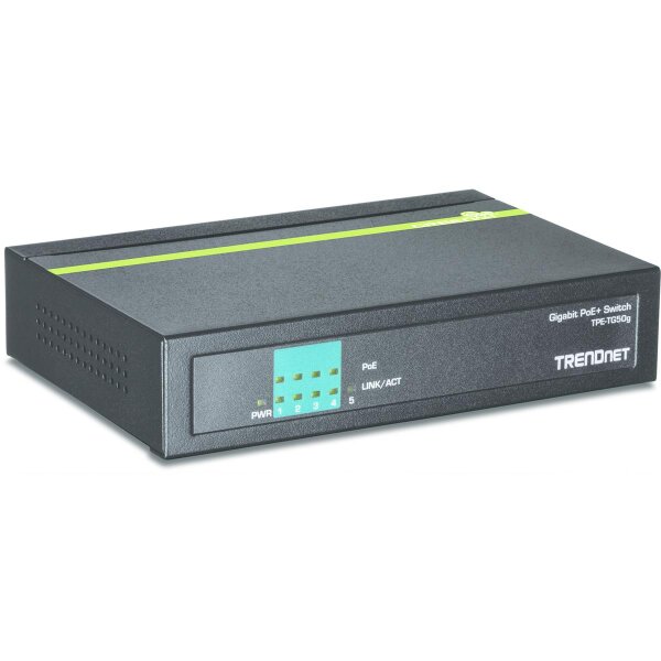 TRENDnet TPE-TG50g, Unmanaged, Gigabit Ethernet (10/100/1000), Vollduplex, Power over Ethernet (PoE)