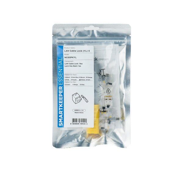 Smart Keeper NC03PKYL, Schnittstellenblockierung + Schlüssel, RJ-45, Gelb, 1 Stück(e), Polybag, 130 mm