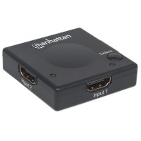 Manhattan 1080p 2-Port HDMI-Switch, Automatisches und manuelles Umschalten, schwarz, HDMI, 1.3b, Kunststoff, Schwarz, 5 m, 480i, 480p, 576i, 576p, 720p, 1080i, 1080p