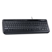 Microsoft Wired Keyboard 600, Volle Größe (100%), Kabelgebunden, USB, Membran Key Switch, QWERTY, Schwarz