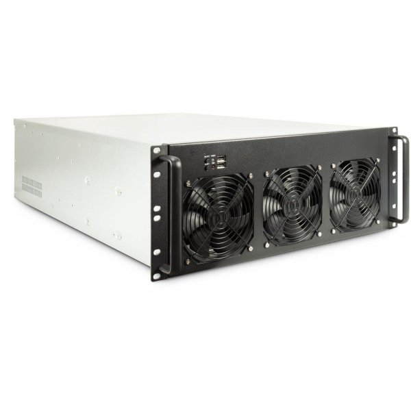 Inter-Tech 4F28, Rack, Schwarz, Silber, ATX, EATX, micro ATX, Mini-ITX, Stahl, 4U, 15,5 cm