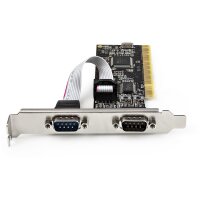 StarTech.com RS232 PCI Karte - PCI auf 2 Serielle Port-Karte - PCI 2-Port DB9 Serielle Controller-Karte RS232 - Schnittstellenkarte - PCI Expansion - Erweiterungskarte für Desktops, PCI/PCI-X, Seriell, Full-height / Low-profile, RS-232, Schwarz, Asix - MC