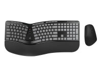 Conceptronic ERGO Kabelloses Set aus ergonomischer Tastatur und vertikaler Maus, englisch, Volle Größe (100%), Kabellos, RF Wireless, QWERTY, Schwarz, Maus enthalten