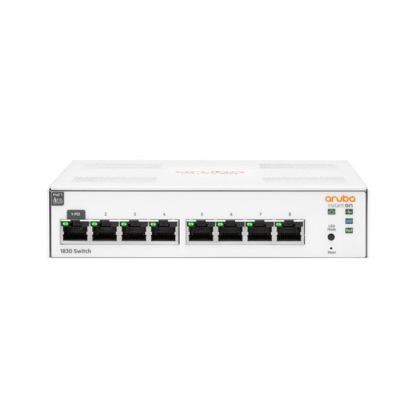 HPE Aruba Instant On 1830 8G, Managed, L2, Gigabit Ethernet (10/100/1000), Vollduplex, Rack-Einbau