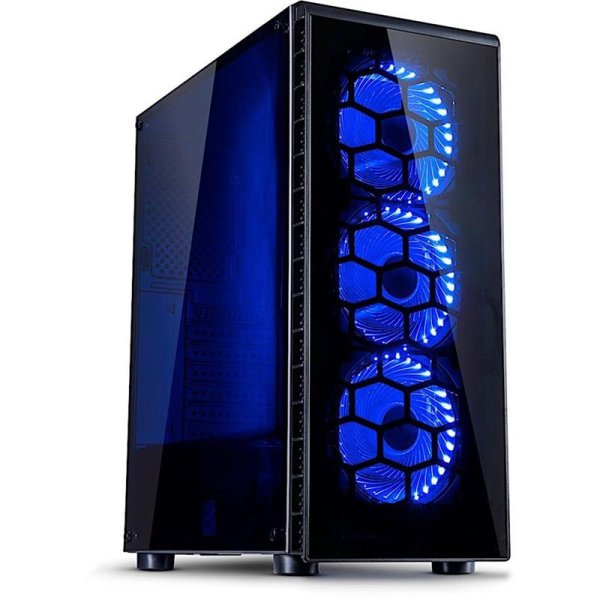 Inter-Tech CXC2, Tower, PC, Schwarz, ATX, ITX, micro ATX, Gehärtetes Glas, Blau