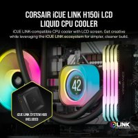 Corsair iCUE LINK H150i LCD, Luftkühlung, 12 cm, 480 RPM, 2400 RPM, 63,1 cfm, Schwarz