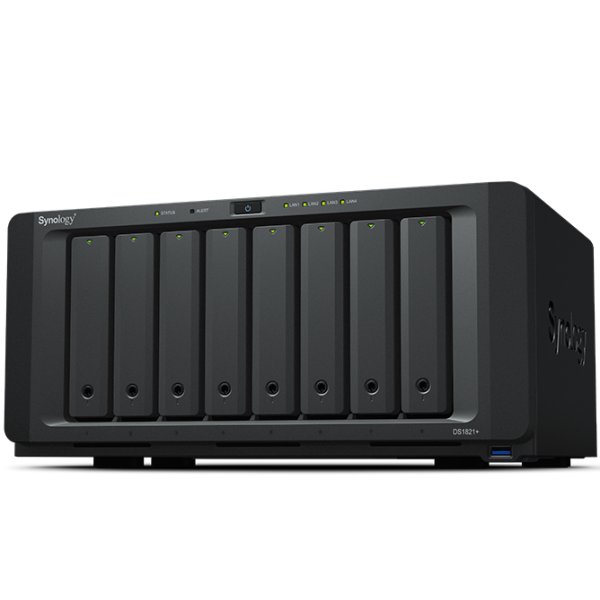 Synology DiskStation DS1821+, NAS, Desktop, Ryzen Embedded, V1500B, 112 TB, Schwarz