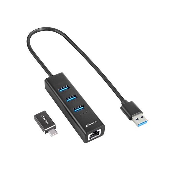 Sharkoon 4044951037575, Kabellos, USB 3.2 Gen 1 (3.1 Gen 1) Type-C, Schwarz, USB 3.2 Gen 1 (3.1 Gen 1) Type-A, Aluminium, ChromeOS