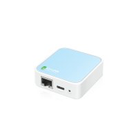 TP-LINK TL-WR802N, Wi-Fi 4 (802.11n), Einzelband (2,4GHz), Eingebauter Ethernet-Anschluss, Blau, Weiß, Tabletop-Router