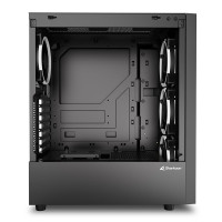 Sharkoon RGB Wave, Desktop, PC, Schwarz, ATX, micro ATX, Mini-ITX, Multi, Hinten, Vorderseite