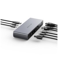 Targus HDTB4D-EU, Andocken, Thunderbolt 4, 96 W, 3,5 mm, 10,100,1000,2500 Mbit/s, Grau