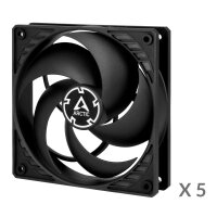 Arctic P12 PWM PST Value Pack (Black/Black) Pressure-optimised 120 mm Fan with PWM PST, Ventilator, 12 cm, 1800 RPM, 0,3 Sone, 56,3 cfm, 95,65 m³/h