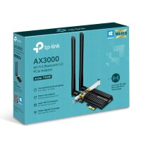 TP-LINK AX3000-Wi-Fi 6-PCIe-Adapter mit Bluetooth 5.0, Kabellos, PCI Express, WLAN / Bluetooth, Wi-Fi 6 (802.11ax), 2402 Mbit/s, Schwarz, Metallisch