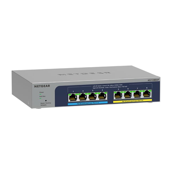 Netgear 8-port Ultra60 PoE++ Multi-Gigabit (2.5G) Ethernet Plus Switch, Managed, L2/L3, 2.5G Ethernet (100/1000/2500), Vollduplex, Power over Ethernet (PoE)