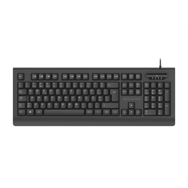 Conceptronic KAYNE01ES USB-Tastatur mit Smart ID-Kartenleser, Spanisches Layout, Volle Größe (100%), Kabelgebunden, USB, QWERTY, Schwarz