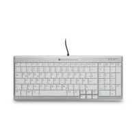 Bakker UltraBoard 960 Standard Compact, Mini, Kabelgebunden, USB, QWERTZ, Silber, Weiß