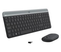 Logitech MK470 Slim Combo – kabelloses Tastatur-Maus-Set, Volle Größe (100%), Kabellos, RF Wireless, AZERTY, Graphit, Maus enthalten