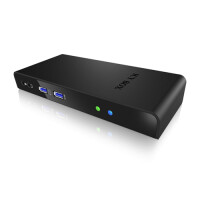 ICY BOX IB-DK2241AC, Kabelgebunden, USB 3.2 Gen 1 (3.1 Gen 1) Type-A, 3,5 mm, 10,100,1000 Mbit/s, Schwarz, 5 Gbit/s