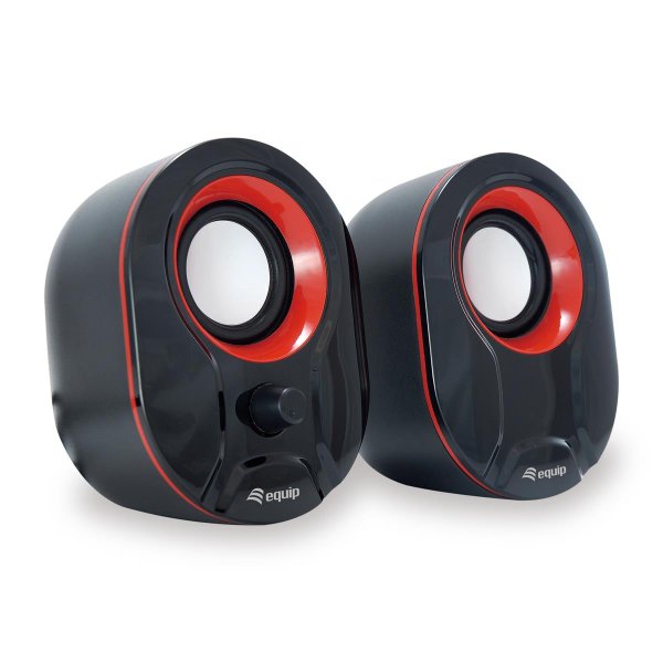 Equip Stereo-2.0-Lautsprecher, 2.0 Kanäle, Kabelgebunden, 3 W, 80 - 20 Hz, 40 Ohm, Schwarz, Rot