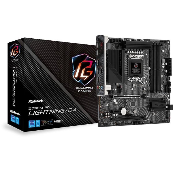 ASRock Z790M PG Lightning/D4, Intel, LGA 1700, Intel® Core™ i5, Intel® Core™ i7, Intel® Core™ i9, DDR4-SDRAM, 128 GB, DIMM