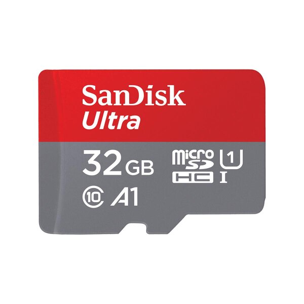 SanDisk Ultra microSD, 32 GB, MicroSDHC, Klasse 10, UHS-I, Grau, Rot