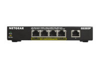 Netgear GS305Pv2, Unmanaged, Gigabit Ethernet (10/100/1000), Vollduplex, Power over Ethernet (PoE), Wandmontage