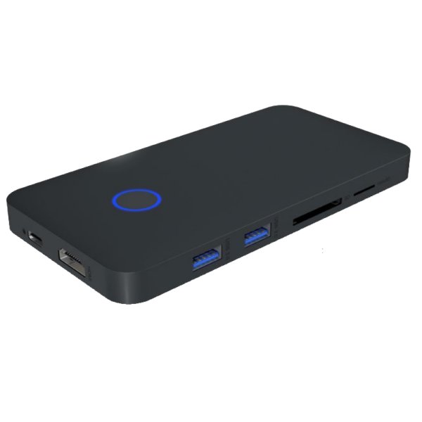 ICY BOX IB-DK2108M-C, Kabelgebunden, USB 3.2 Gen 1 (3.1 Gen 1) Type-C, 100 W, Anthrazit, MicroSD (TransFlash), SD, SSD