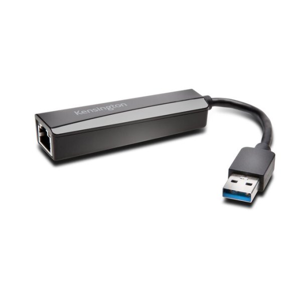 Kensington UA0000E USB-A-Ethernet-Adapter – schwarz, Kabelgebunden, USB, Ethernet, 5000 Mbit/s, Schwarz