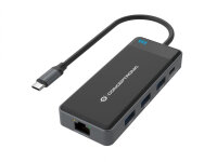 Conceptronic DONN14G, Kabelgebunden, USB 3.2 Gen 1 (3.1 Gen 1) Type-C, 100 W, 1000 Mbit/s, Grau, 5 Gbit/s